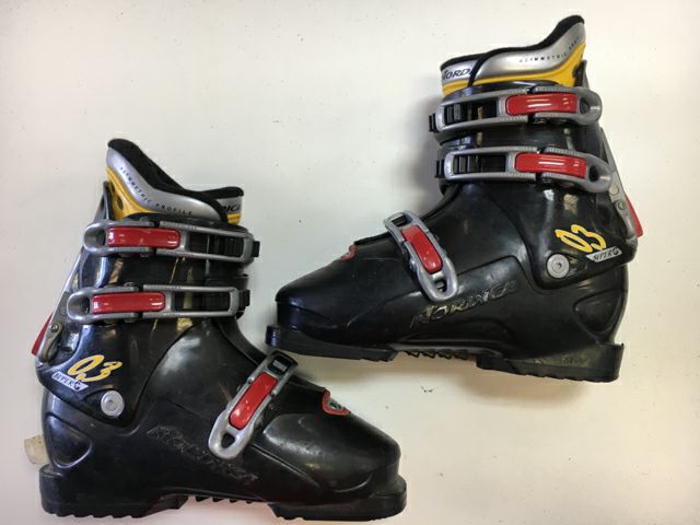 Load image into Gallery viewer, Used Nordica Super 0.3 Black/Red/Yellow Size 25.5 Downhill Ski Boots
