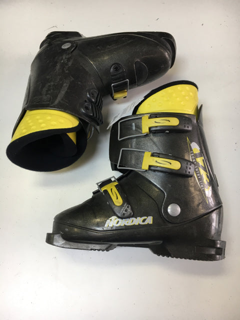 Nordica Front Entry Line 173 Gray/Yellow Size 23.5 Used Downhill Ski Boots