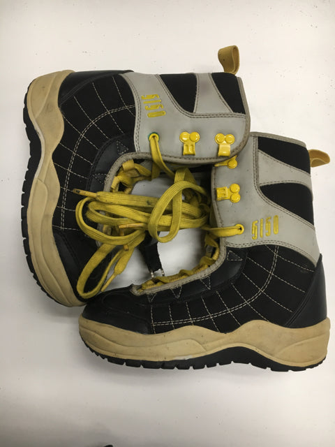 Load image into Gallery viewer, Used Fifty-One-Fifty Black/Grey/Yellow Youth Size 4 Snowboard Boots
