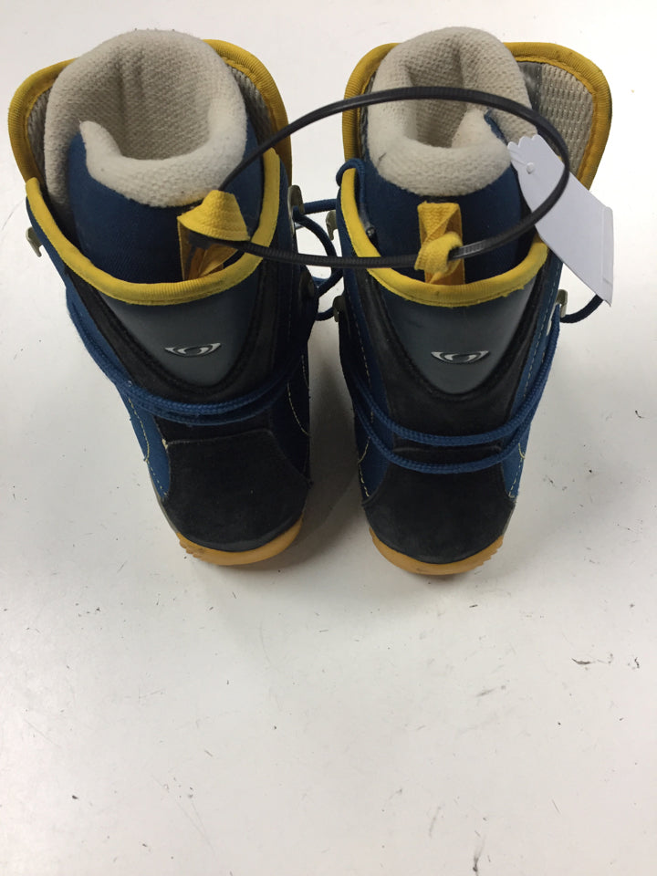 Load image into Gallery viewer, Used Salomon Yellow/Blue/White Junior Size 3 Snowboard Boots
