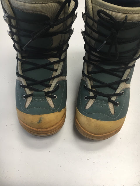 Used Burton MOTO Green/Cream/Blue Womens Size 7 Snowboard Boots