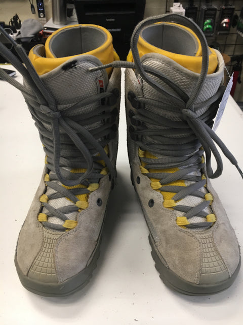 Load image into Gallery viewer, Used Burton MOTO Grey/Yellow Womens Size Specific 7 Snowboard Boots
