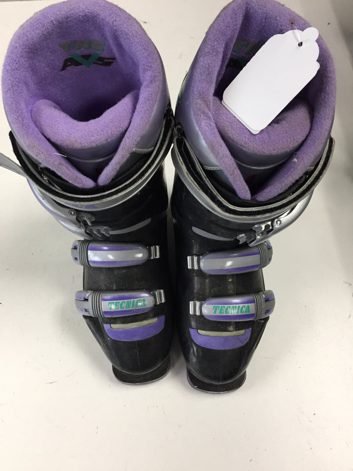 Load image into Gallery viewer, Tecnica TNS AVS Black/Purple/Teal Size 298mm Used Downhill Ski Boots
