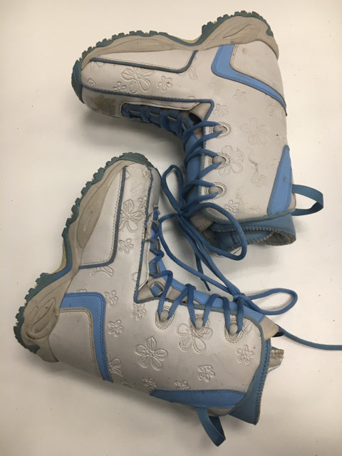 Load image into Gallery viewer, Used Heelside HS2533 Finesse White/Blue Womens Size Specific 7 Snowboard Boots

