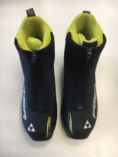 Load image into Gallery viewer, Used Fischer XJ Sprint Black/Neon Yellow Sr Size 38 NNN Cross Country Boots
