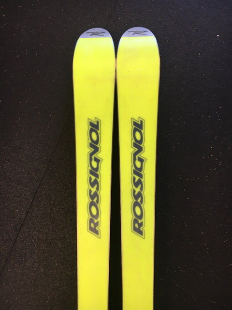 Load image into Gallery viewer, Used Rossignol CUT Ten.Four Navy/Yellow Length 170cm Downhill Skis w/Bindings
