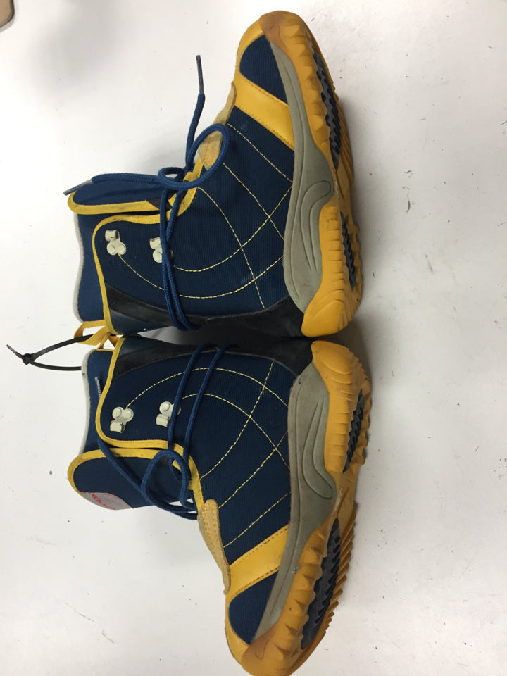 Load image into Gallery viewer, Used Salomon Yellow/Blue/White Junior Size 3 Snowboard Boots
