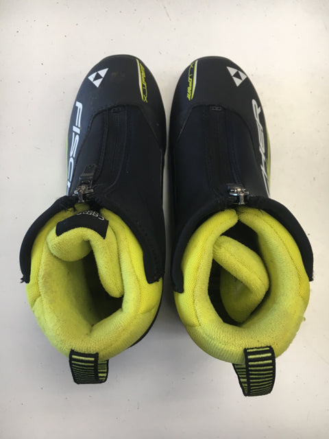 Load image into Gallery viewer, Used Fischer XJ Sprint Black/Neon Yellow Sr Size 38 NNN Cross Country Boots
