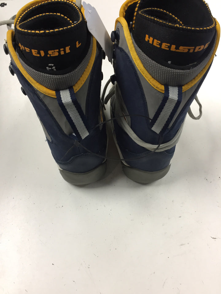 Load image into Gallery viewer, Used Heelside Upper White/Blue/Yellow Mens Size 6  Snowboard Boots
