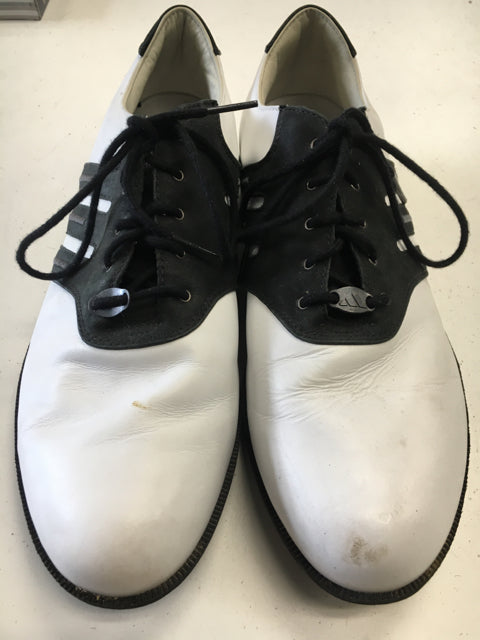 Load image into Gallery viewer, Adidas White/Black Mens Size Specific 12 Used Golf Shoes
