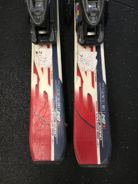 Load image into Gallery viewer, Used Dynastar Omeglass Black/Red Length 130 cm Downhill Skis w/Bindings
