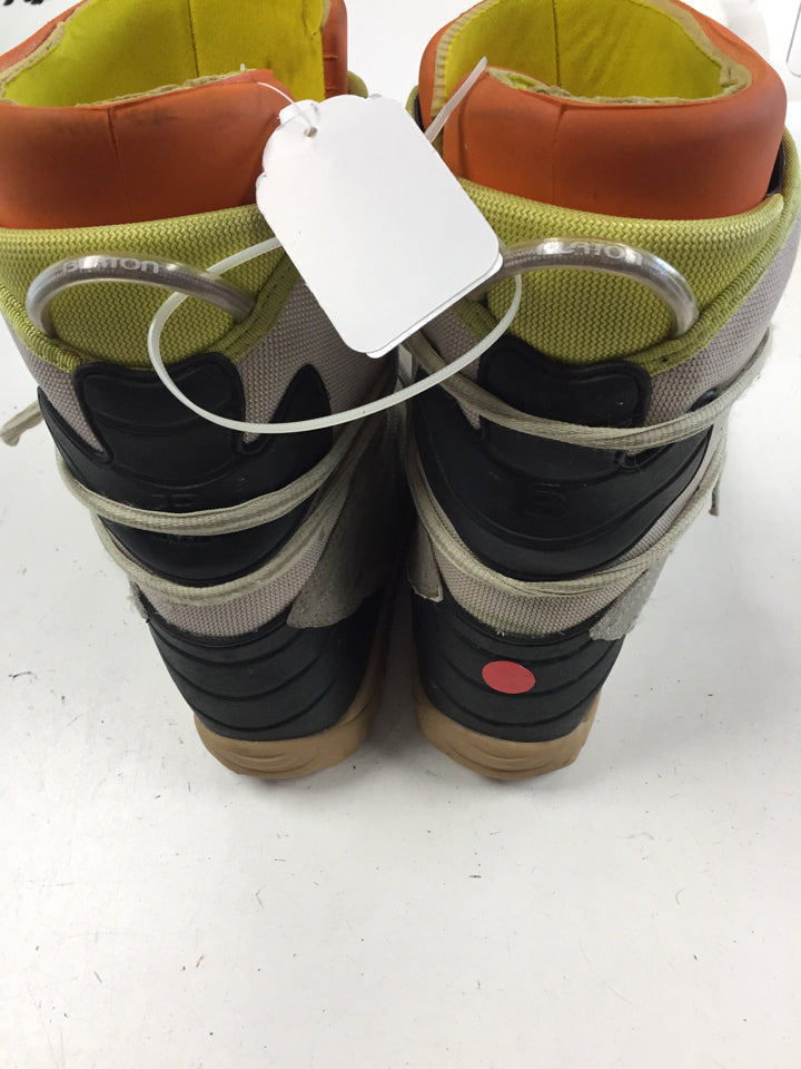 Burton Freestyle Grey/Yellow/Orange size 4 Used Snowboard Boots