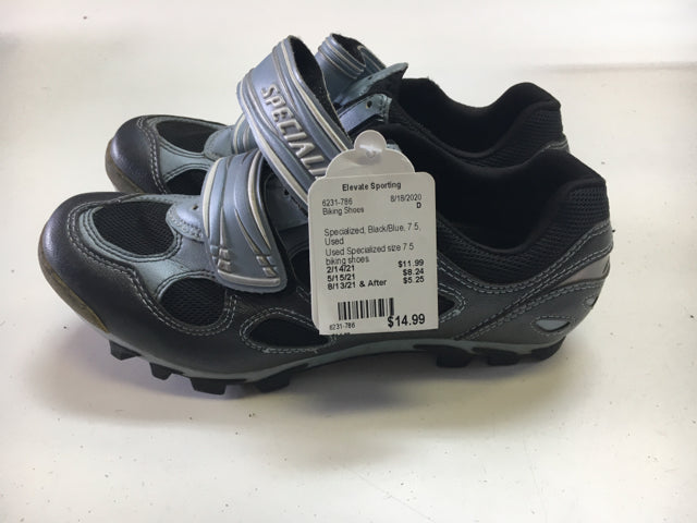 Load image into Gallery viewer, Specialized Black/Blue 7.5 Used Biking Shoes
