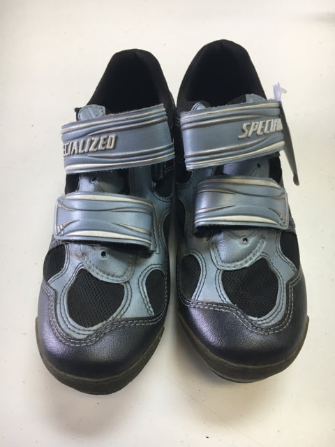 Load image into Gallery viewer, Specialized Black/Blue 7.5 Used Biking Shoes
