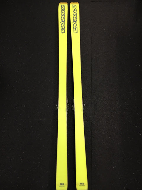 Load image into Gallery viewer, Used Rossignol Dualtec Generation Racing Yellow 160cm Downhill Skis w/Bindings
