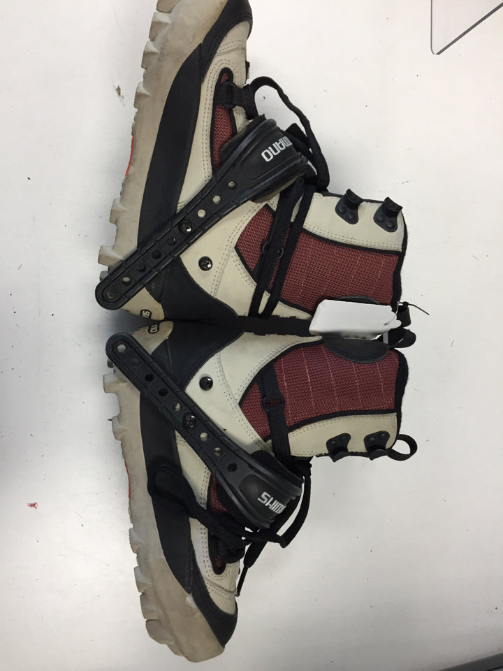 Load image into Gallery viewer, Shimano Black/Red Womens Size Specific 5 Used Snowboard Boots
