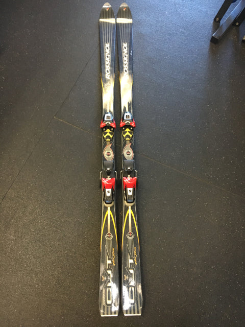 Load image into Gallery viewer, Used Rossignol CUT Ten.Four Navy/Yellow Length 170cm Downhill Skis w/Bindings
