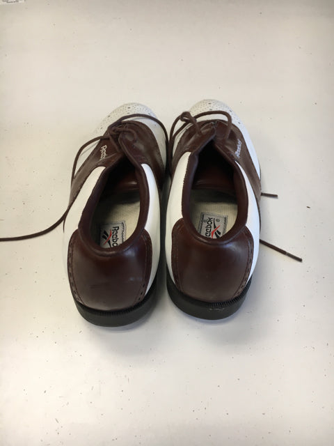 Load image into Gallery viewer, Used Reebok White/Brown Mens Size Specific 7 Golf Shoes
