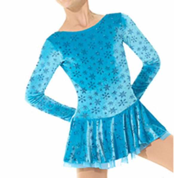 Load image into Gallery viewer, Mondor 2747 Blue Snowflakes Ladies Medium Figure Skate Dress
