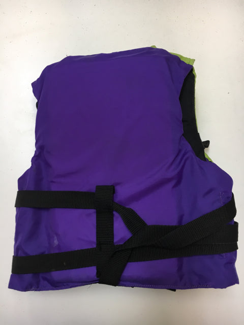 Load image into Gallery viewer, Used Stearns Purple/Green Child 30-50 lbs Life Vest
