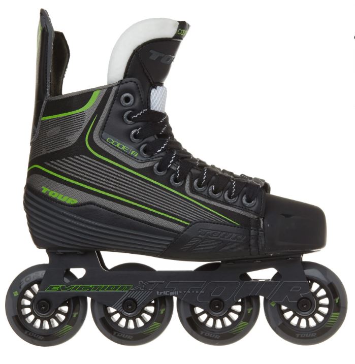 Tour Code 9 Black/Green New Jr. Roller Hockey Skates