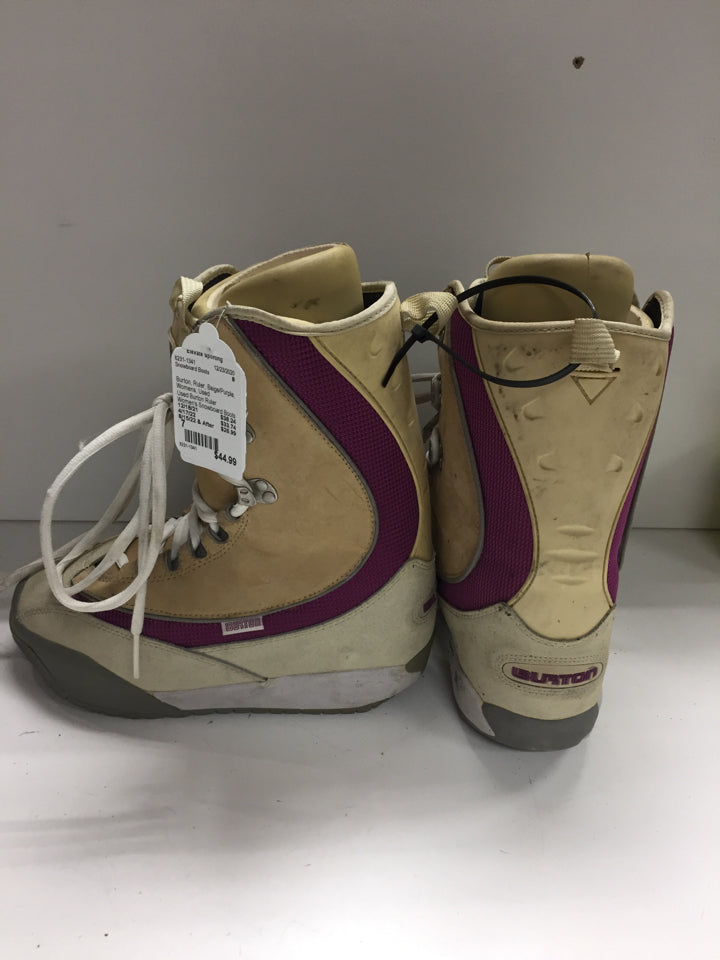 Load image into Gallery viewer, Burton Ruler Beige/Purple Womens Size Specific 7 Used Snowboard Boots
