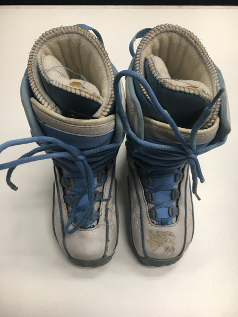 Load image into Gallery viewer, Used Heelside HS2533 Finesse White/Blue Womens Size Specific 7 Snowboard Boots
