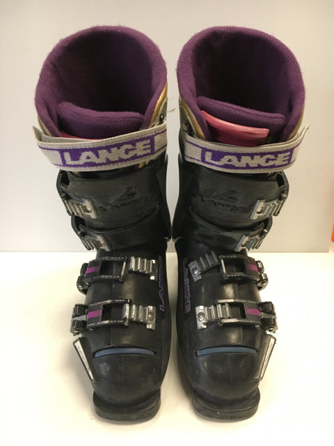 Load image into Gallery viewer, Lange XR8 Black/Purple Size 5 Used Downhill Ski Boots
