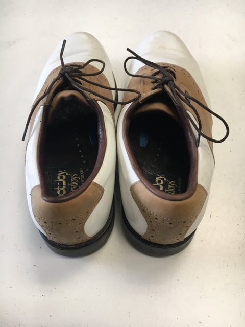 Load image into Gallery viewer, FootJoy DryJoy White/Tan Mens Size Specific 11.5 Used Golf Shoes
