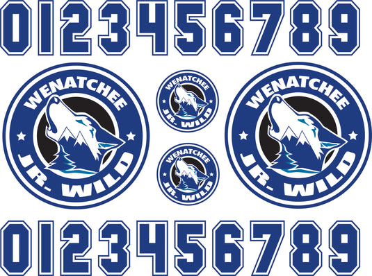 Wenatchee Jr Wild Helmet & Car Decal Sticker Sheet