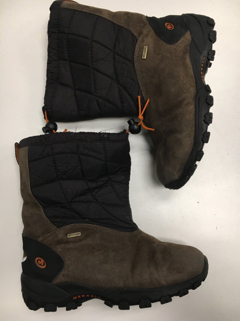 Load image into Gallery viewer, Used Merrell Brown/Black JR Size 4 Winter Boots
