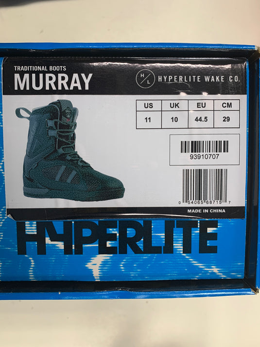 Hyperlite Murray 2019 Black/Silver Size 11 New Wakeboard Boots