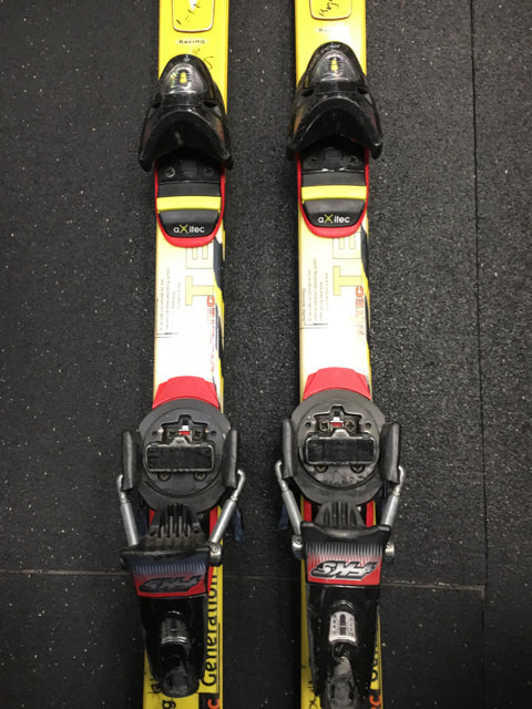 Load image into Gallery viewer, Used Rossignol Dualtec Generation Racing Yellow 160cm Downhill Skis w/Bindings
