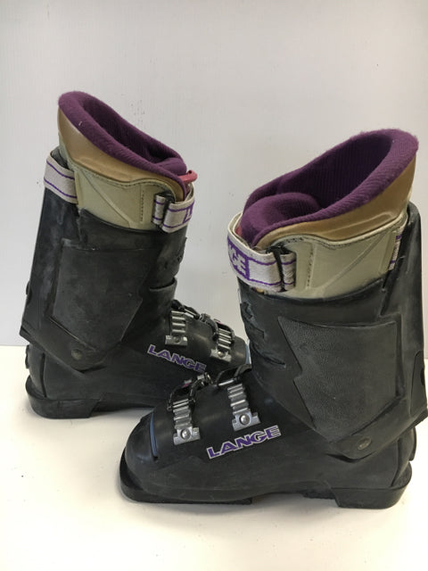 Load image into Gallery viewer, Lange XR8 Black/Purple Size 5 Used Downhill Ski Boots
