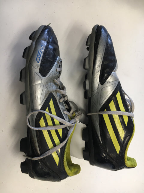 Load image into Gallery viewer, Used Adidas F-50 TRX FG Black/Silver/Yellow Mens Size 5.5 Soccer Cleats
