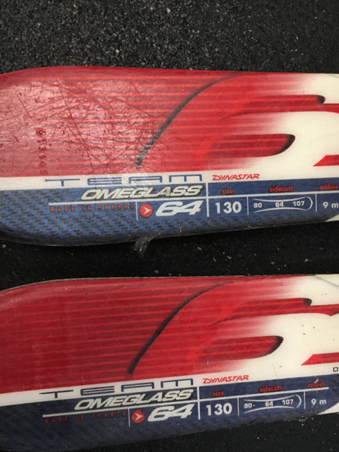 Load image into Gallery viewer, Used Dynastar Omeglass Black/Red Length 130 cm Downhill Skis w/Bindings
