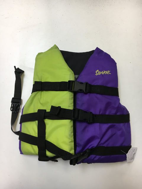 Load image into Gallery viewer, Used Stearns Purple/Green Child 30-50 lbs Life Vest
