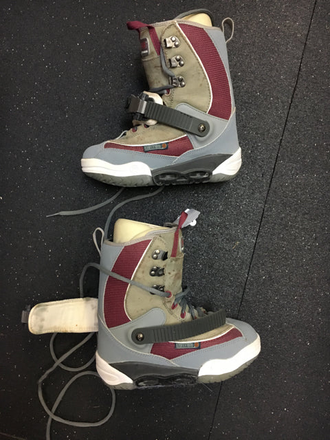 Used Burton Ruler SI Grey/Red Womens Size 5 Step-In Snowboard Boots