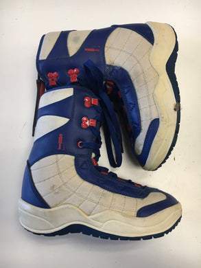 Used Liquid Blue/white/red Kids Size 5 Snowboard Boots