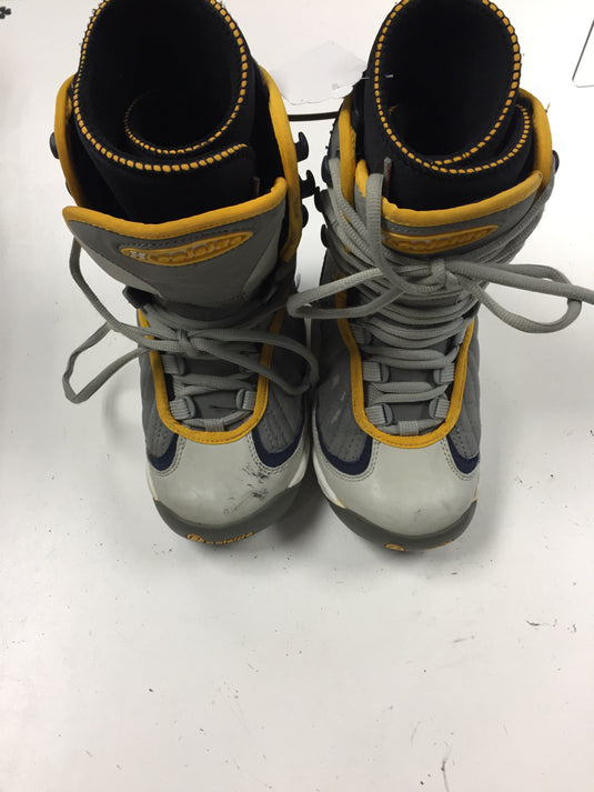 Used Heelside Upper White/Blue/Yellow Mens Size 6  Snowboard Boots