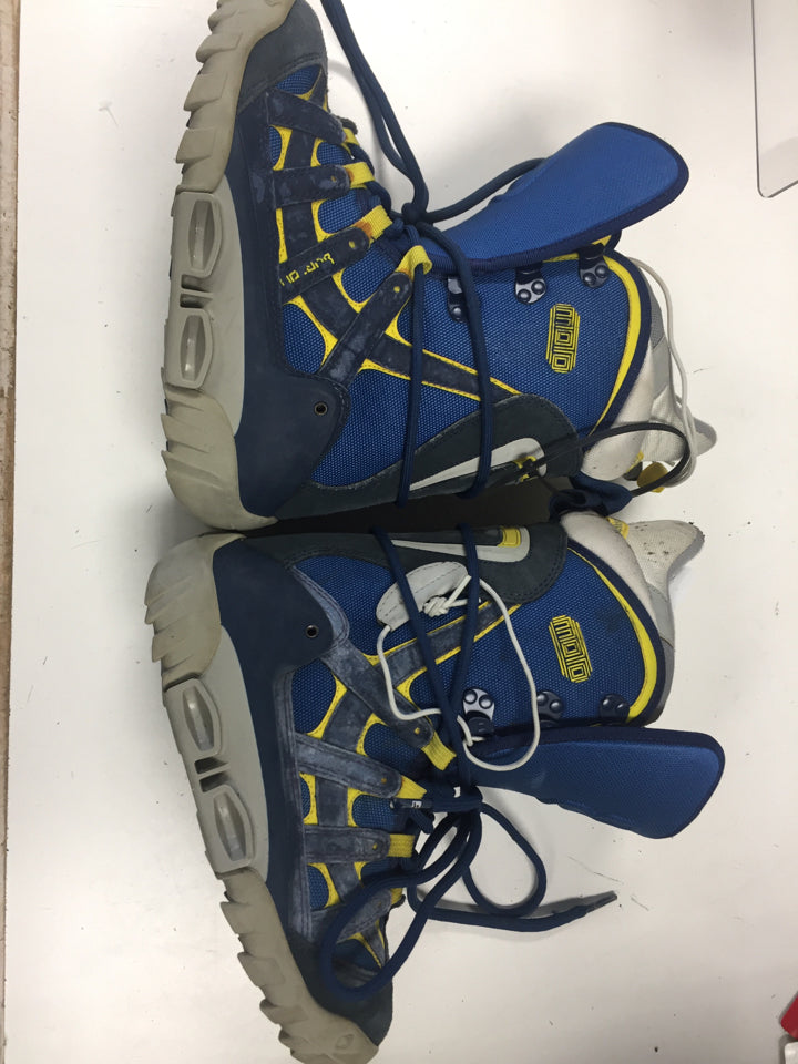 Used Burton MOTO White/Yellow/Blue Womens Size 6 .5Snowboard Boots