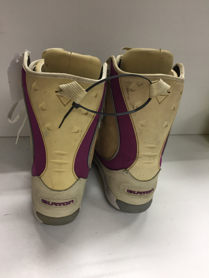 Load image into Gallery viewer, Burton Ruler Beige/Purple Womens Size Specific 7 Used Snowboard Boots
