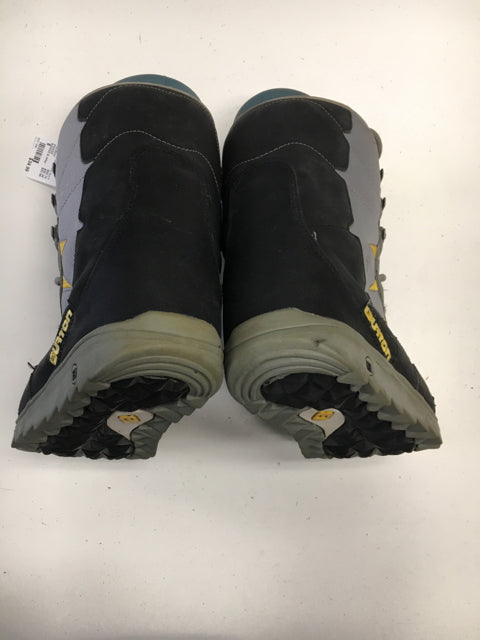 Used Burton MOTO Grey/Black/Yellow Mens Size 8 Snowboard Boots