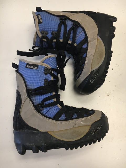 Load image into Gallery viewer, Used Shimano Clicker Blue/Black/Grey Mens Size 1 Snowboard Boots
