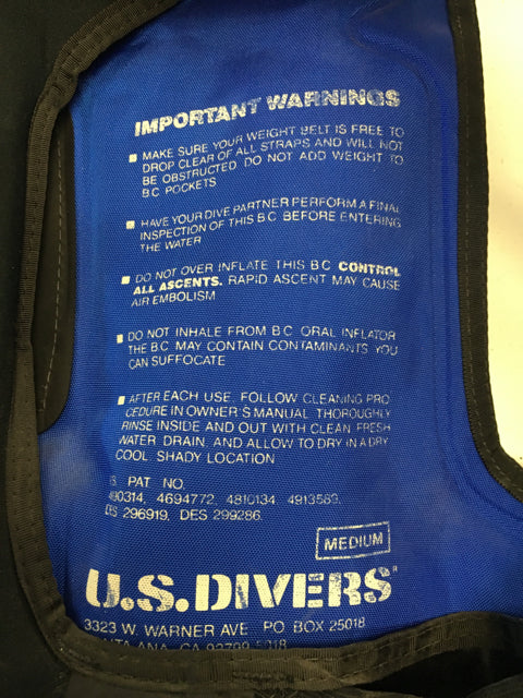 US Divers Calypso Used Dive Vest