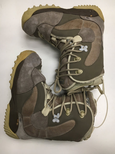 Load image into Gallery viewer, Used Salomon AutoFit Grey/Tan Womens Size 6.5 Snowboard Boots
