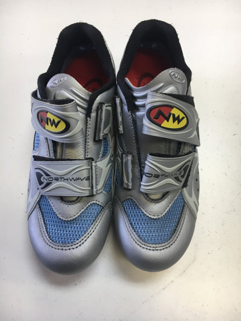 Northwave XSport Silver/Blue Womens 7.5 Used Biking Shoes