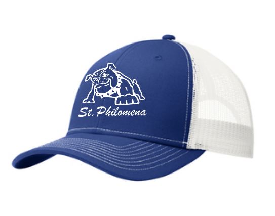 Load image into Gallery viewer, St. Philomena Royal/White New Snapback Hat
