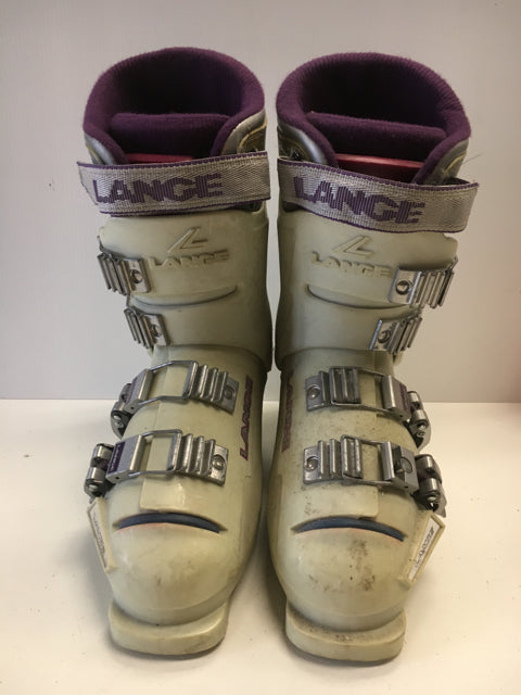 Load image into Gallery viewer, Used Lange XR7 White/Purple Size Women&#39;s 7 Downhill Ski Boots
