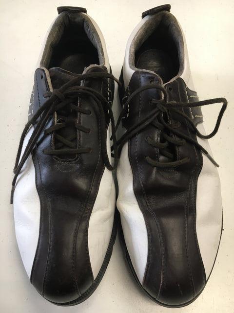 Load image into Gallery viewer, Adidas AdiPrene White/Brown Mens Size Specific 8 Used Golf Shoes
